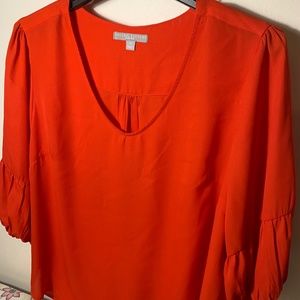 Valarie Stevens  blouse red v neck pullover size 2X  polyester
